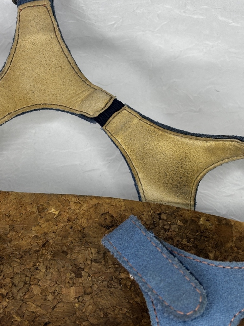 Blue Suede SAS Marina T-Strap Comfort Sandals with Cork Footbed - 8.5 - - Picture 14 of 15
